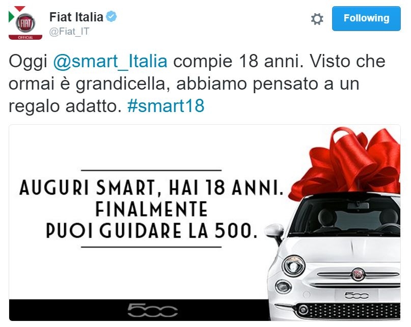 Fiat 500 Fa Gli Auguri A Smart Per I 18 Anni Autoappassionati It